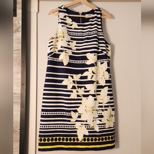 Eliza J Navy and Cream Striped Dress